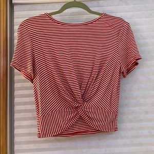 Gaze red and white striped crop top